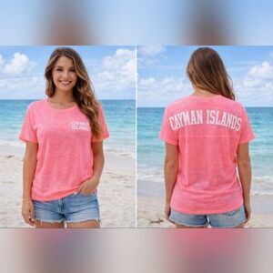 popular sports cayman islands sheer burnout tee womens m pink beach vacation top